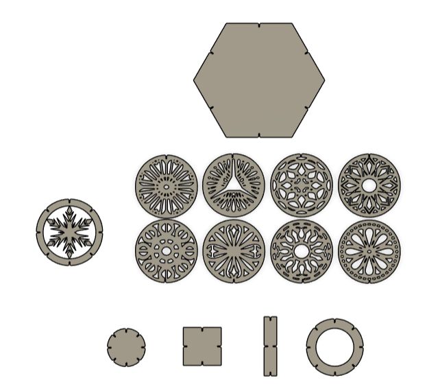 Completed construction kit pieces